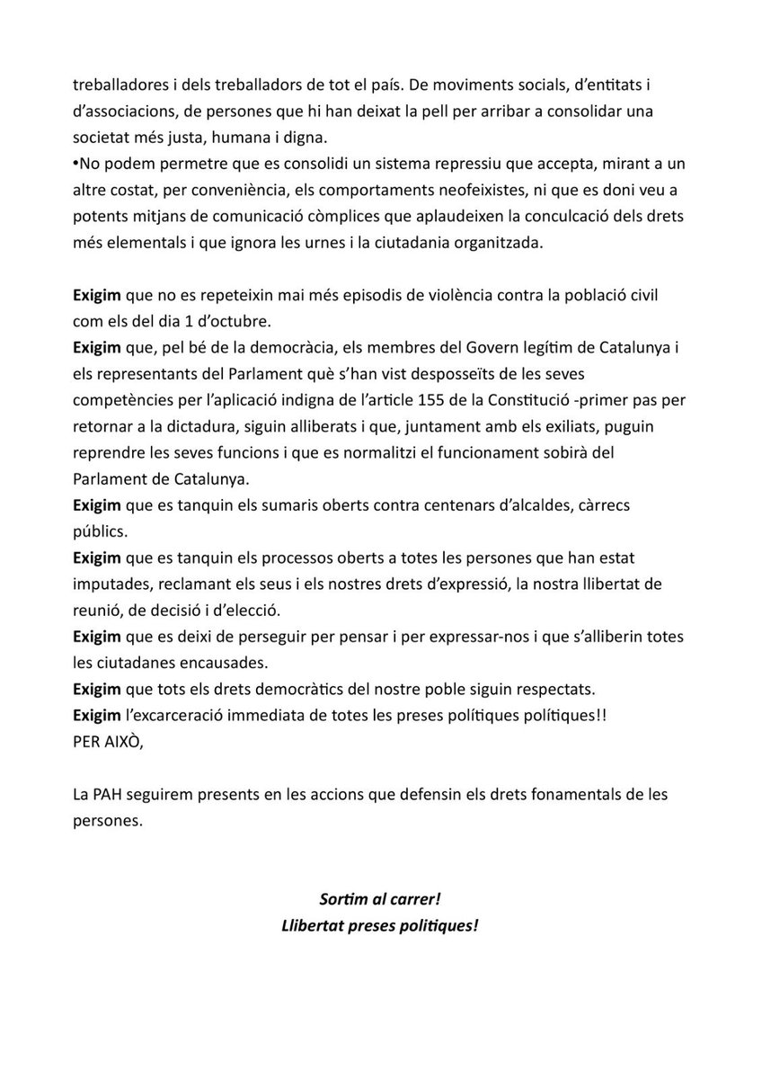 4.- Us pengem també  el manfiest que ja en el seu dia vam llegir a la Plaça del Vi i que ens definia davant la brutalitat patida per totes i per la retallada de drets que Catalunya ha sofert. I aquell dia vam ser convidades per <a href="/GironaVota/">Girona Vota</a> a llegir-lo.