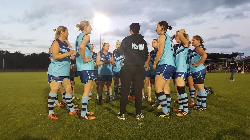 Back playing for NSW, with some awesome old teammates and we took it to Victoria like never before. 13,13,91 to 0,0,0. Plenty of talent north of the border. It may be masters, but we still play hard for our state. #wecanplayinNSW #mastersfooty #womensfooty