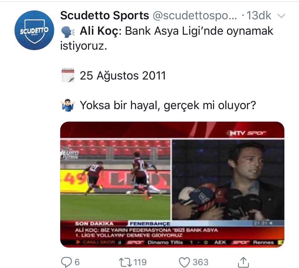 Bu Ali Koç vizyon sahibi bir adam yorumları harbiden doğruymuş. 
Yıllar önce yaptığı bir açıklama , insan hayret ediyor.
#AliKocİstifa