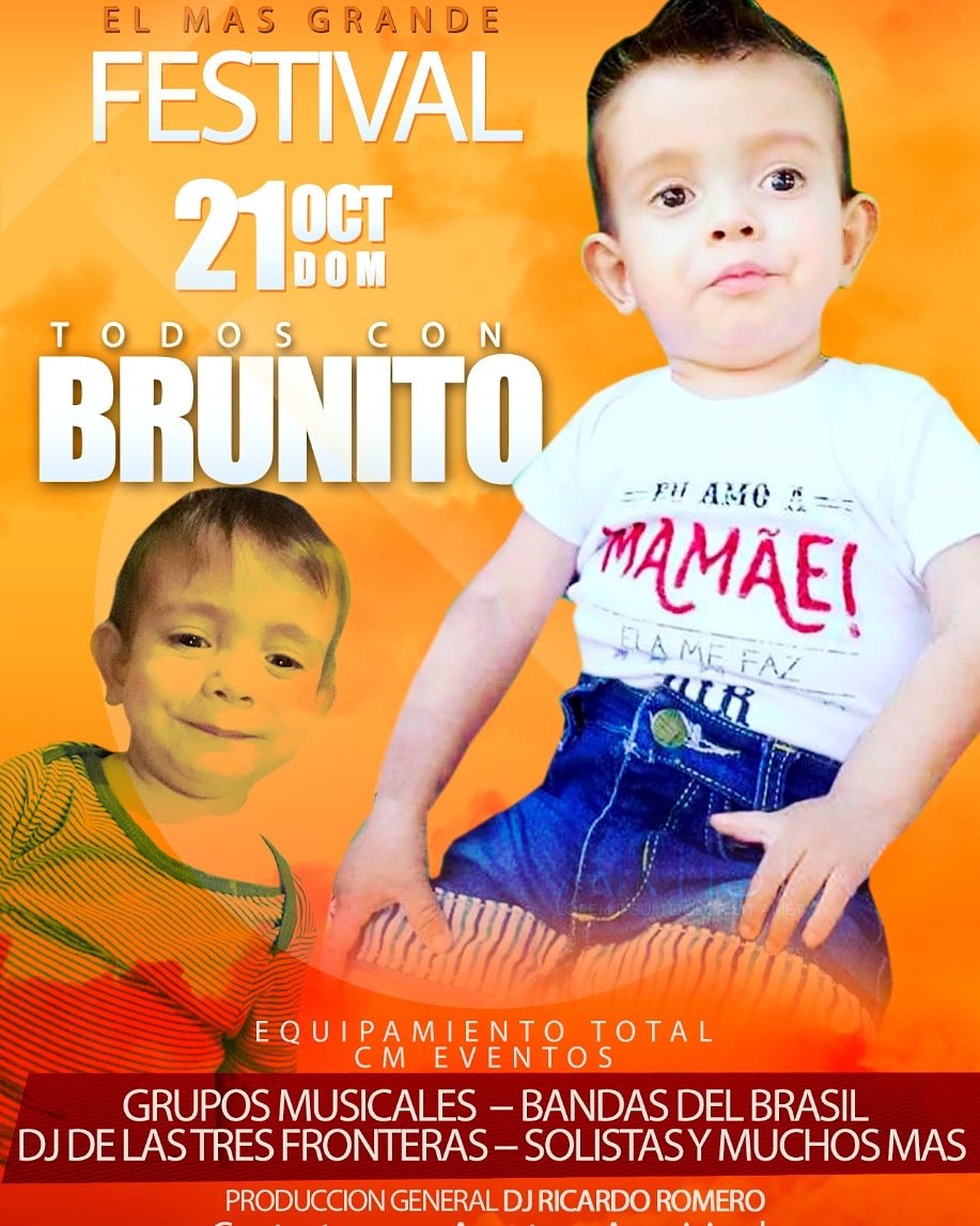 JoseLChilavert_'s tweet photo. El 21 de Octubre festival musical en CDE,todo a beneficio de Brunito el nro 1.Brunito nos necesita, exitos.👍👍🍀🍀 https://t.co/EHX7hZG0Md