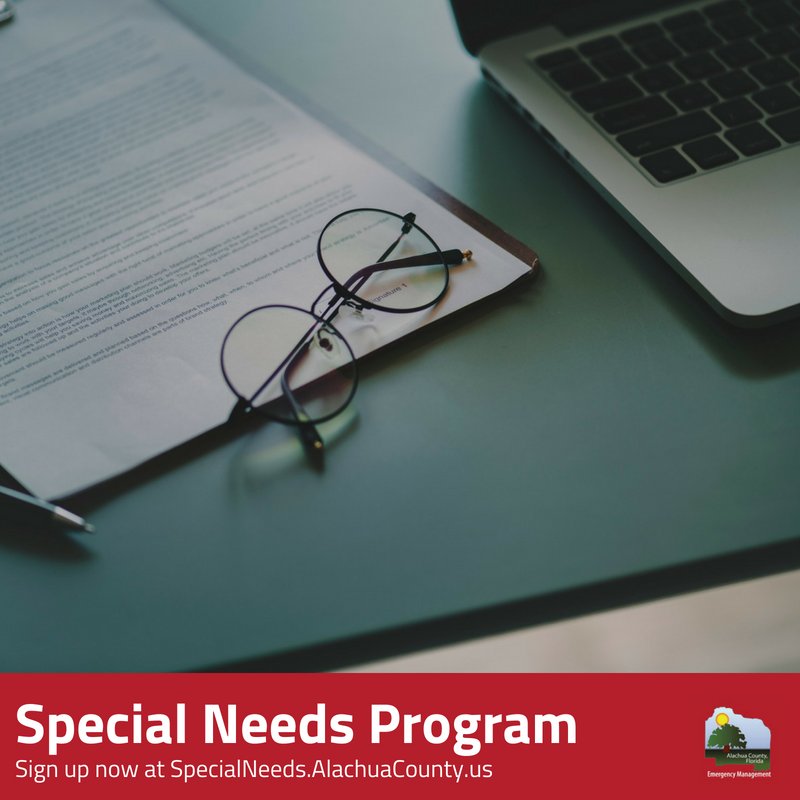 AlachuaCoEM's tweet image. Have a relative or neighbor that&apos;s medically dependent on electricity? We may be able to help during disasters! Encourage them to sign up for the Special Needs Program today at specialneeds.alachuacounty.us #PrepareNow #HurricaneSmart #SpecialNeedsProgram