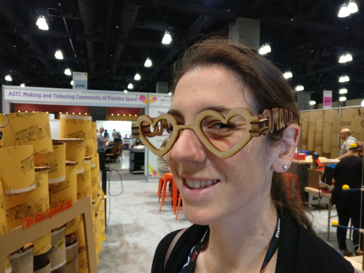 STEAM_Labs's tweet photo. Laser cut glasses by @Amandahorn at #MakerSpaceASTC #ASTC2018 @ScienceCenters https://t.co/mrH9lQcUZb