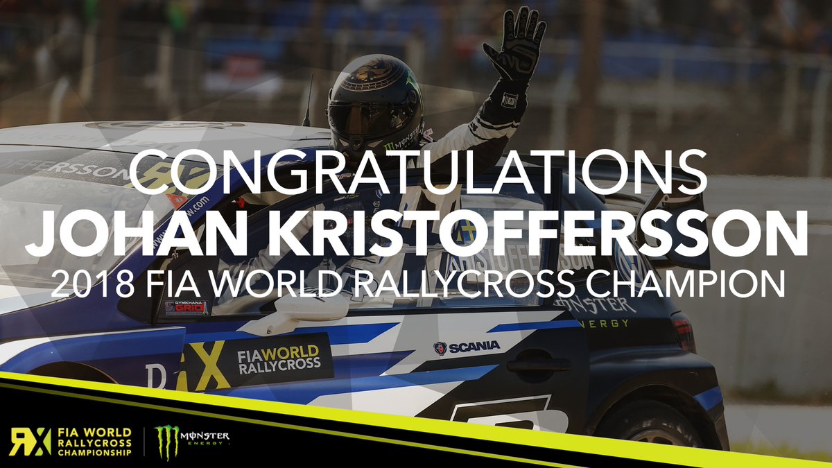 FIA World Rallycross Championship (@fiaworldrx) on Twitter photo ๐๐ WORLD CHAMPION ๐๐
Second place in Semi-Final 1 earns <a href="/JohanKMS88/">Johan Kristoffersson</a> enough to become the 2018 FIA World Rallycross Champion. Congratulations, Johan! What an incredible year he has had!
#WorldRX #WorldRXUSA ๐๐ WORLD CHAMPION ๐๐
Second place in Semi-Final 1 earns <a href="/JohanKMS88/">Johan Kristoffersson</a> enough to become the 2018 FIA World Rallycross Champion. Congratulations, Johan! What an incredible year he has had!
#WorldRX #WorldRXUSA
