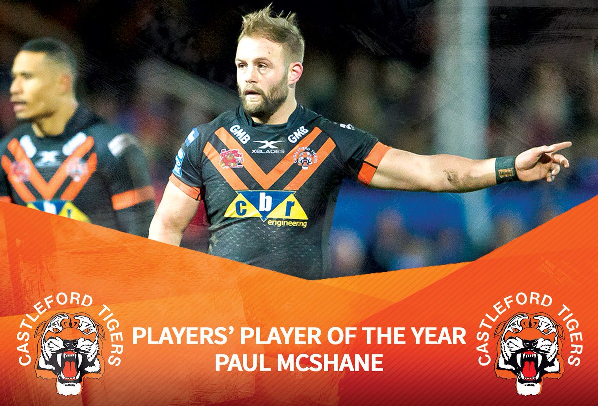 CTRLFC's tweet photo. Now the award that the winner will always savour, to be voted for by his team mates!

The Castleford Tigers 2018 Players Player of the Year Award winner is @mcshane_paul 👏👏👏 #CasAwards https://t.co/CY3H0HSVbU