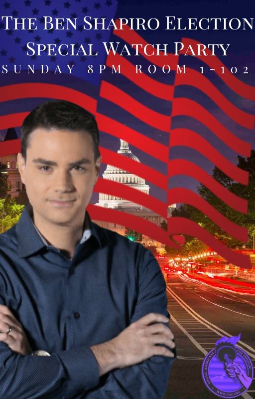 gcu_yaf's tweet photo. Tonight at 8pm we will be hosting a watch party for @benshapiro new midterm election special show on @FoxNews in room 1-102
#BringBen https://t.co/9AN6T60Ahg