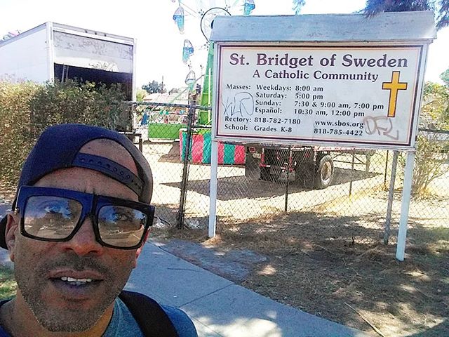 j_ro_alkaholiks's tweet photo. Riding through the Valley and... yeah... I'm just as confused as you lol... A Swedish saint named Bridget, Roman Catholic, Spanish speaking church in the #818 #scraperbikes @likwitdayla #valleylove #cali https://t.co/IX2e31btnM https://t.co/b9sZQ0S2hV