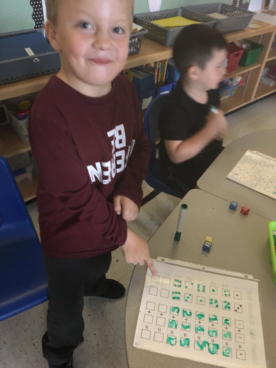 bamccarney's tweet image. Math centres! #mathscoot #rollthedice #dominoaddition
