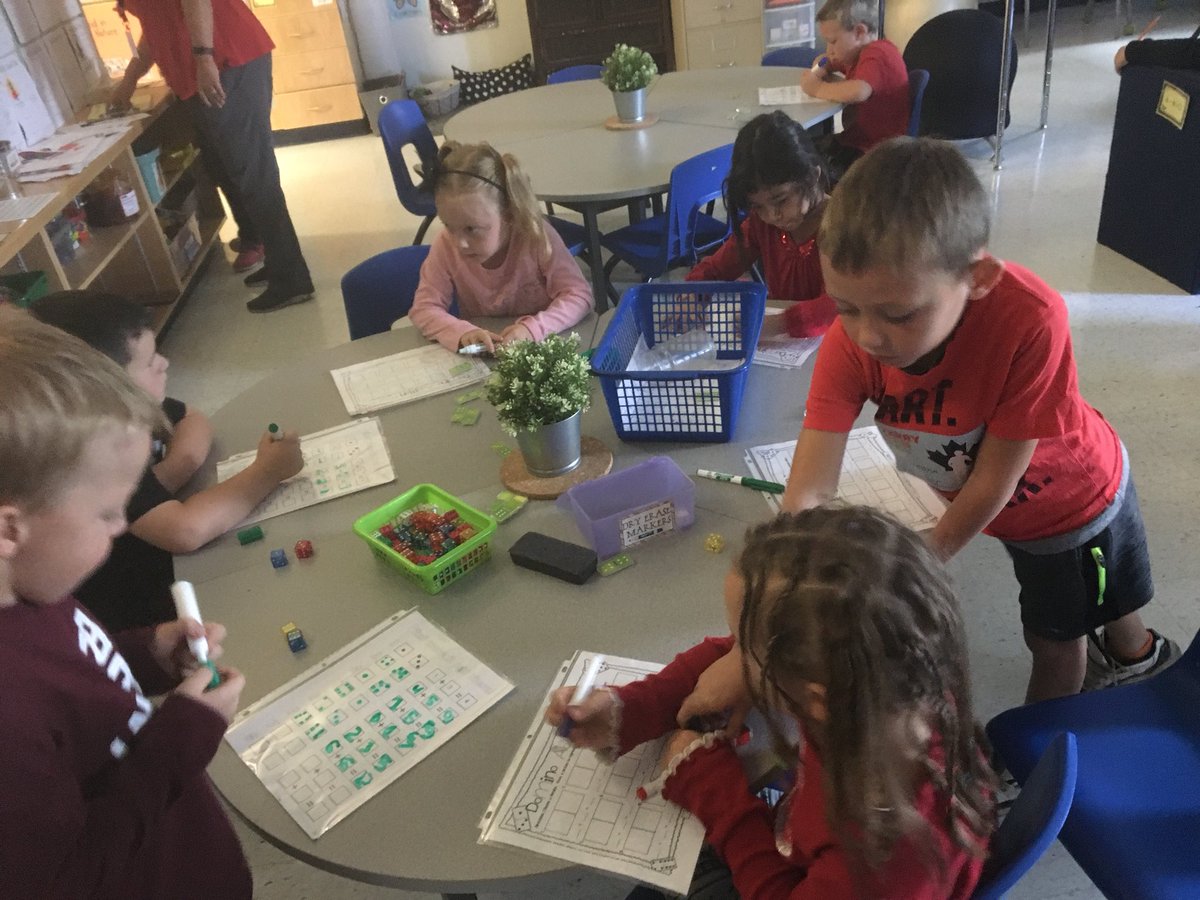 bamccarney's tweet image. Math centres! #mathscoot #rollthedice #dominoaddition
