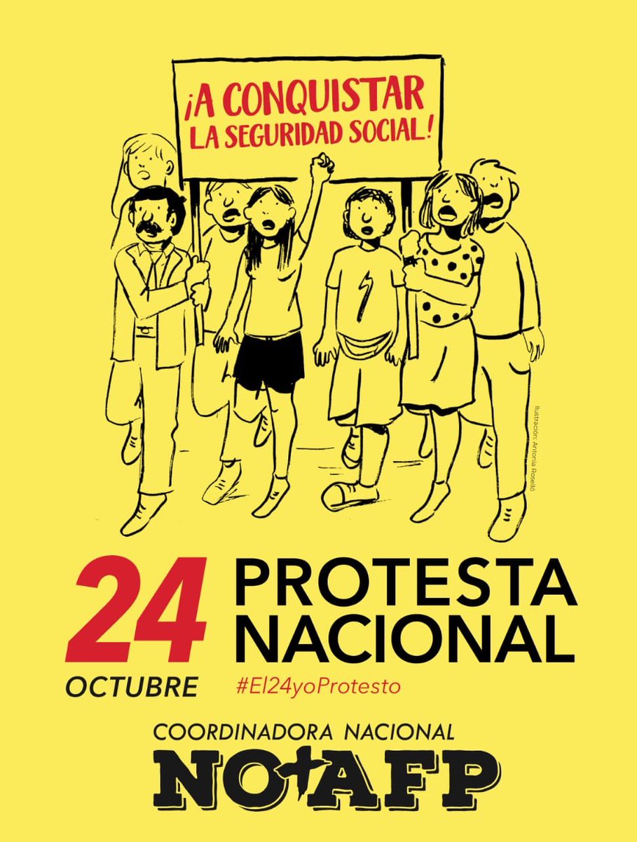 CNT_NOmasAFP's tweet photo. El 24 de octubre protestamos por un futuro de dignidad y bienestar en la vejez. NO más abusos ni robos ni corrupción
#El24YoProtesto 
#NOmasAFP https://t.co/kPO7Fp9uqX