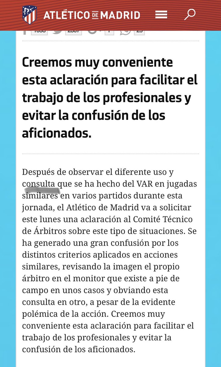 isaacfouto's tweet photo. El @Atleti fue en único club que declinó la charla del VAR como hemos contado en @tjcope Y se nota, aún no se enteraron que el VAR no es “consultivo” (como dicen en el comunicado)👇Es decir, no van a clase y encima exhiben su ignorancia públicamente #Ridiculo https://t.co/TQux7HRnKA