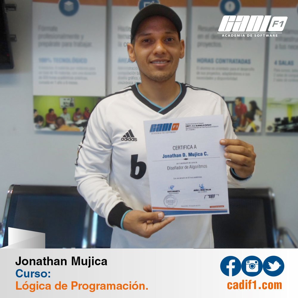 CADIF1's tweet image. ¡Felicitamos a jonathan Mujica! quien obtuvo el certificado como diseñador de algoritmos, al culminar satisfactoriamente el curso de Lógica de programación 👏👏👏 ¡Éxitos!
#CADIF1 #LógicaDeProgramación #YoProgramoConCADIF1
Leer menos