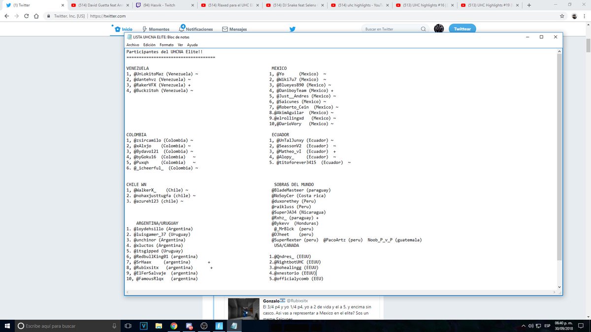 HasvikMC's tweet photo. Despues de 10h totales armando la lista del @UHCElite en stream creo que al fin esta un 85% terminada, aun falta un poco de gente que añadir así que si creen que alguno merece una oportunidad no duden en mencionarlo :D https://t.co/98MfxanhuX