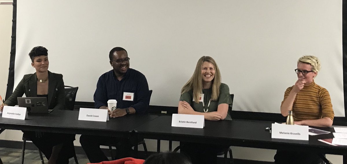 gush1714's tweet photo. .@YoungInvincible Melanie Kruvelis @davidacroom @kbernhard and creator-advocate Anjanette Vaidya from @honoryourmamas at #RealCollege2018 sharing vision and urgency to support #studentparents. #greatleaders #NY #PHL #CA https://t.co/IBlpDVagKJ