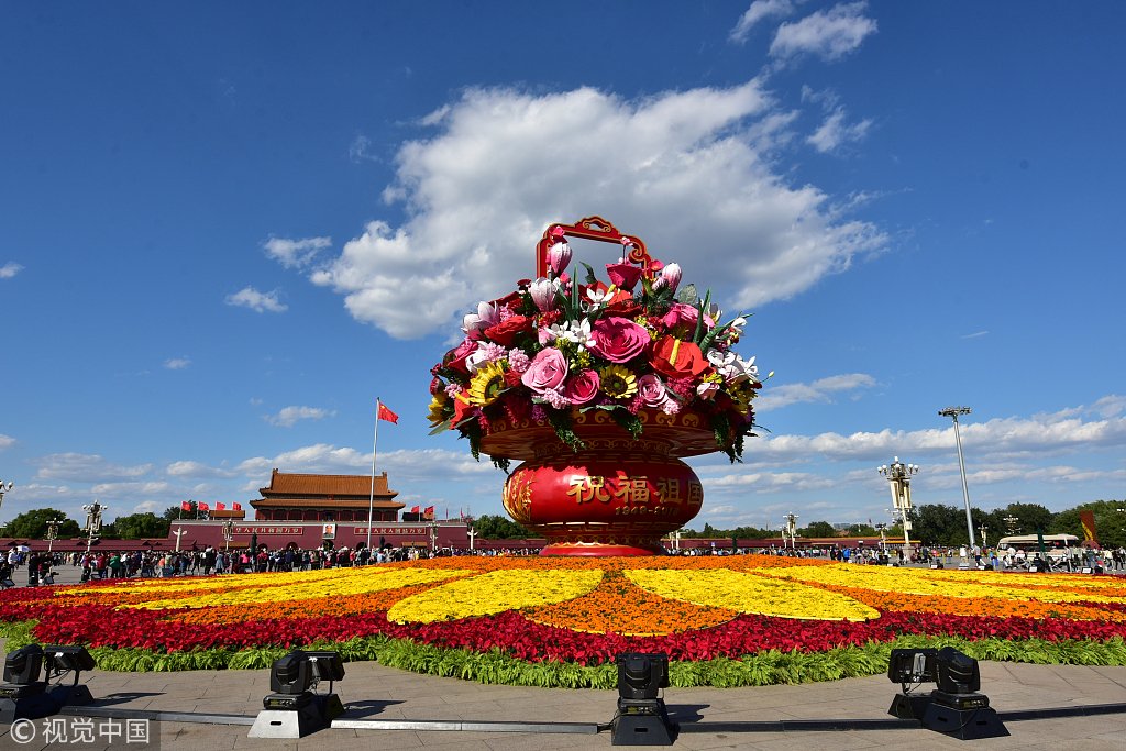 ChinaDaily's tweet photo. Are you ready? Tian'anmen Square dressed up for the upcoming #NationalDay holiday. (Photo: VCG) https://t.co/n8Rf1KSAzh