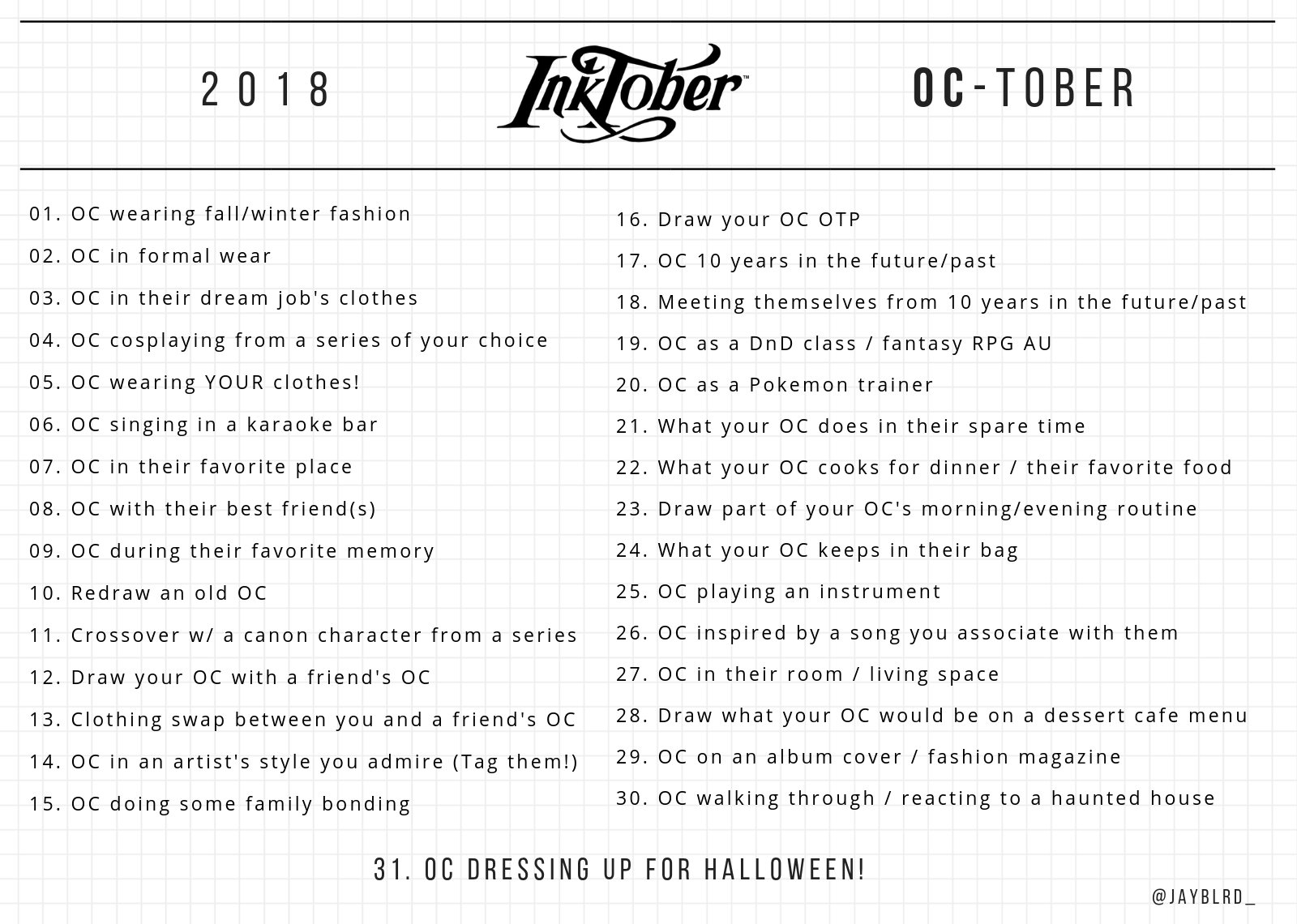 Inktober prompts / Twitter