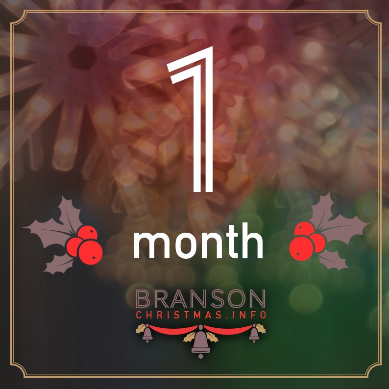bransonchristms's tweet photo. ONE MONTH TO GO! The kickoff to the Branson Christmas season is so near, we can almost taste it! #christmas #branson #bransonchristmas https://t.co/lcqWGVbCzC