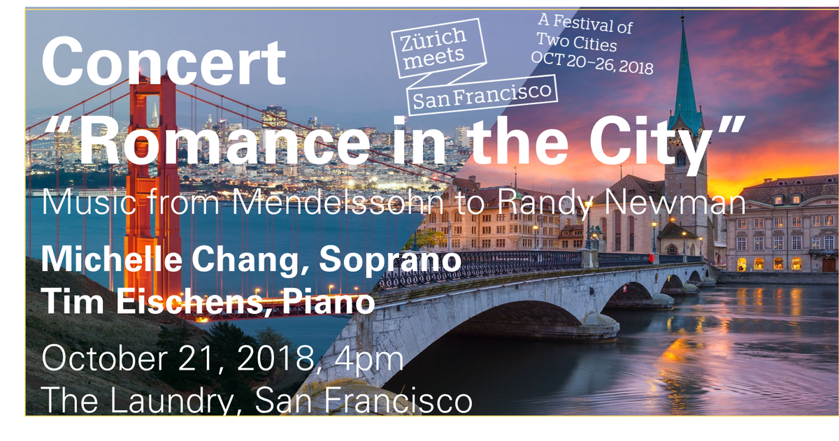 MichelleOpera's tweet photo. Join me at my next concert about romance in my favorite two cities, San Francisco and Zurich. October 21, 4pm at @TheLaundrySF Gallery in San Francisco https://t.co/kmRSCFXeEz #ZurichMeetsSF @zurichmeets https://t.co/WjWGODxGYE