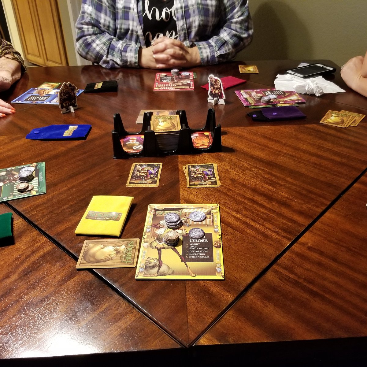 Mister_Matched's tweet photo. Teaching the family @ArcaneWonders Sheriff of Nottingham with the 6th player expansion! https://t.co/h49bTWL6ls