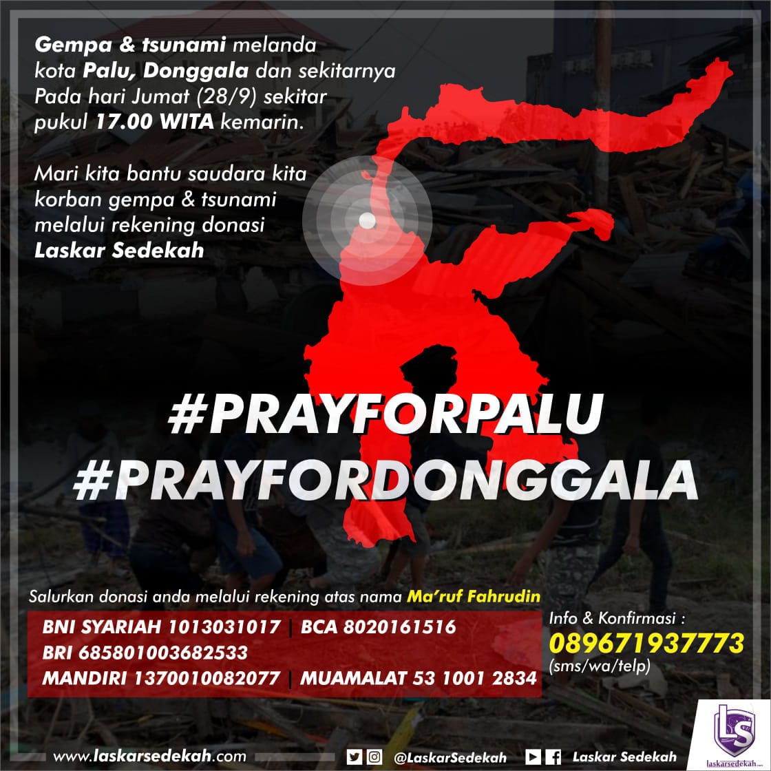 Mari kita bantu saudara kita di palu #PrayForPalu #PrayForDonggala #laskarsedekah