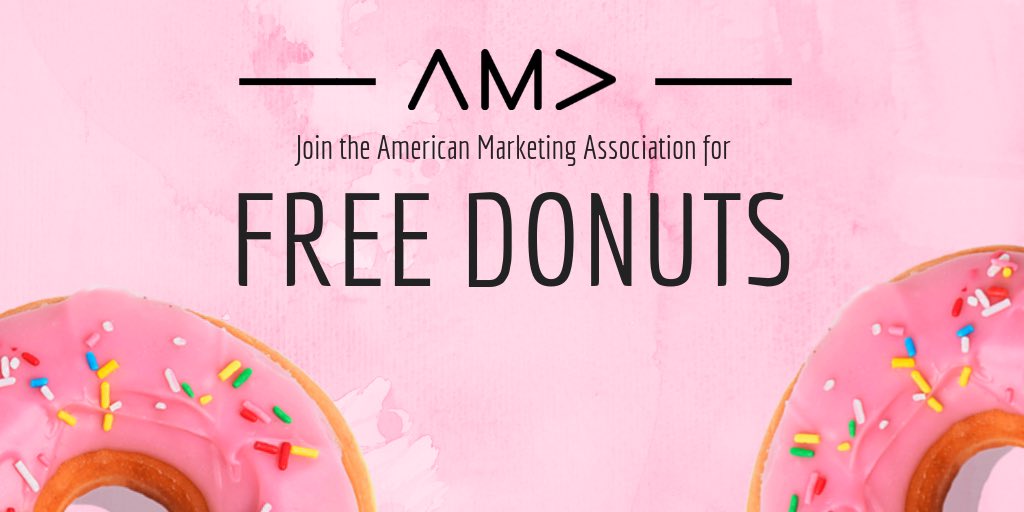 uni_ama's tweet photo. Get some FREE donuts 🍩 We will be in the CBB Hall of Flags from 8 to 11 am!

#MarketoberFest #uniama #ama #amamarketingweek https://t.co/fuHSAR8vXk