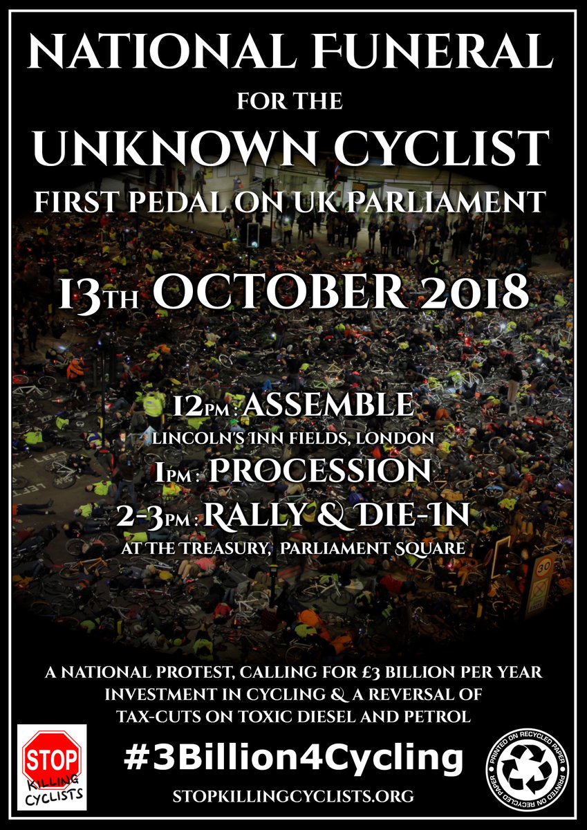 DonnachadhMc's tweet photo. 3rd London Cyclist Killed in just over a month. #Time2Protest Oct13th Die-In. We need your help to get as many people there as possible. Full info on how to help here: https://t.co/E4Zm0p34qo @StopKillingCycl @RossLydall @BBCTomEdwards https://t.co/9KWn5hvM4m