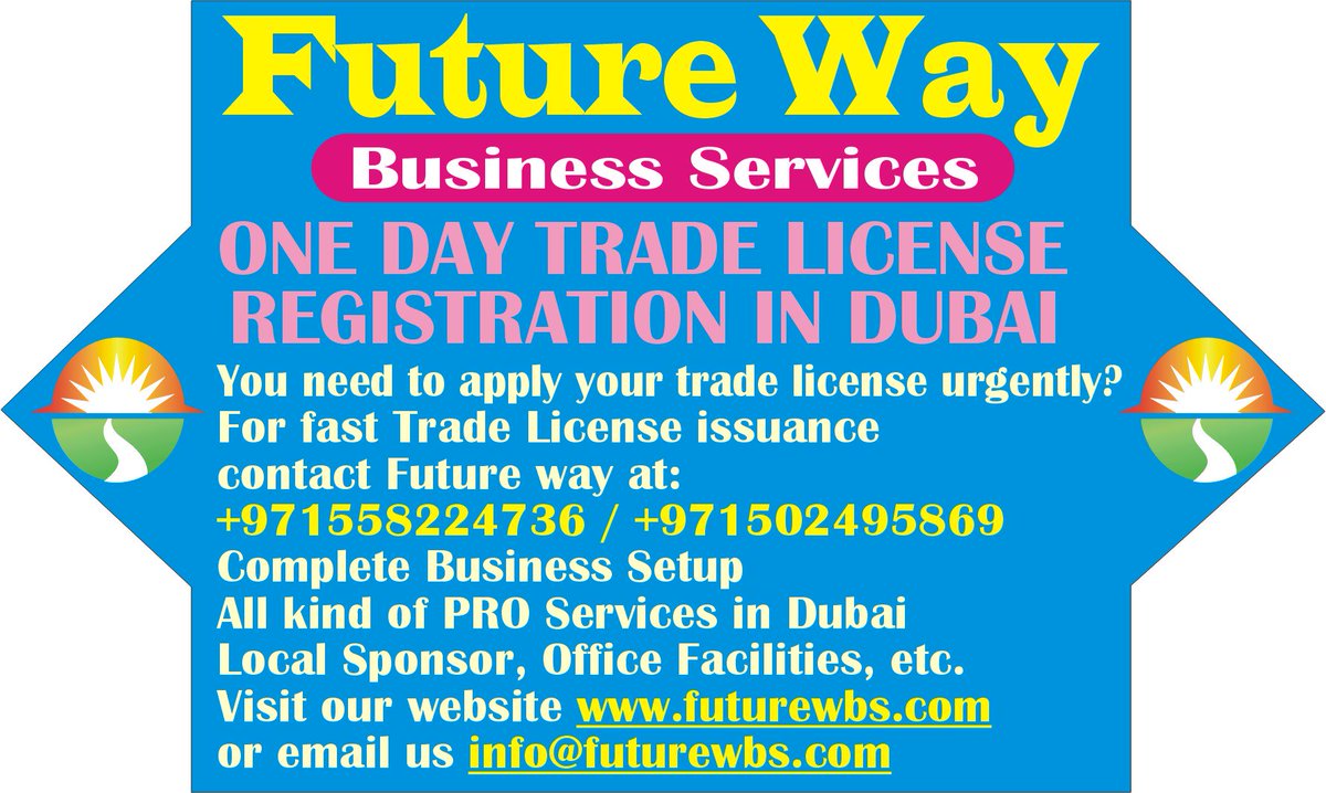 futurewbsllc's tweet photo. We are offering a PRO Services to different type and size of companies or individual in Dubai UAE with fast and in economical charges rate.

Contact us:
Email: info@futurewbs.com
Tel: +971-42970922
Mob &amp; Whatsapp: +971-559128836/ +971502495869 https://t.co/4Mi3ftaAFk