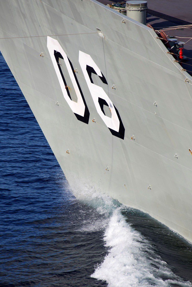 #POTD Nice shot of #HMASNewcastle’s bow during the recent #ExKakadu18 in northern waters