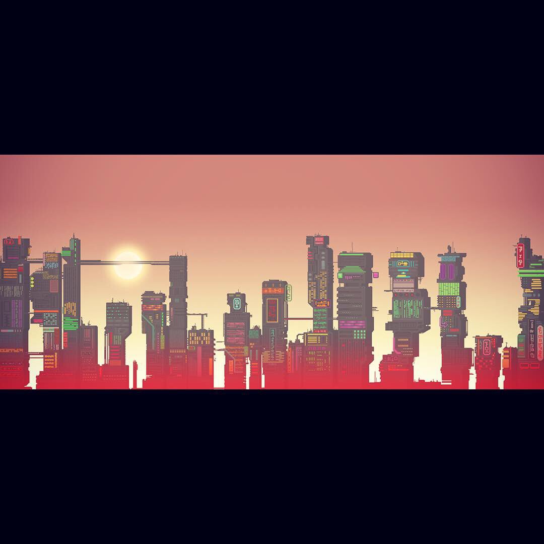 2D Pixel Art CYBERPUNK Backgrounds, 2D Building