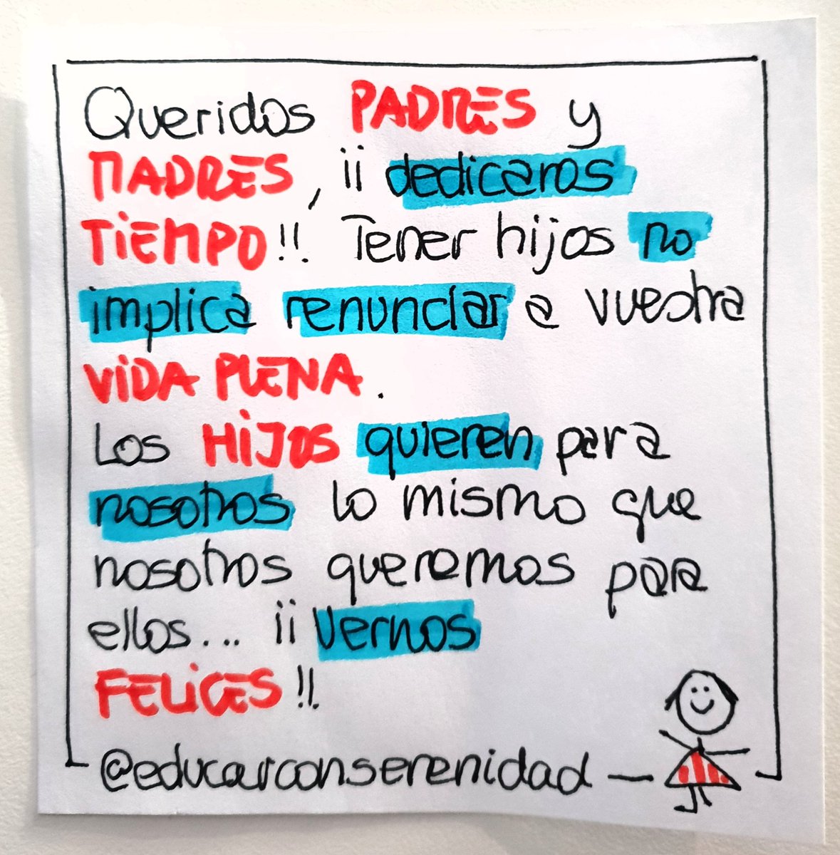 educarserenidad's tweet photo. Queridos padres y madres, ¡dedicaros tiempo! A vosotros y como pareja. Tener hijos no implica renunciar a vuestra vida plena. El amor es como el tiempo, hay para todo. 
Y recuerda, los hijos quieren para nosotros lo mismo que nosotros para ellos...¡¡Que seamos felices!! https://t.co/VLyC1wLkGG