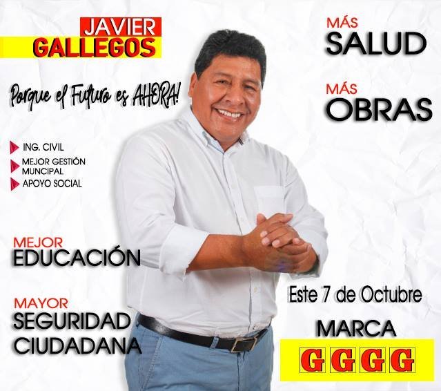 opm_oficial's tweet photo. Javier Gallegos:
"Ica es una región bendecida por Dios
Tenemos costa, sierra, turismo y agricultura.
Yo fui alcalde y demostré mi gestión con hechos y no con palabras"
No te voy a defraudar amigo Iqueño, por eso este 07 de octubre marca las cuatro "G".
#DebateMunicipal #Ica https://t.co/MkkO74ZwiV