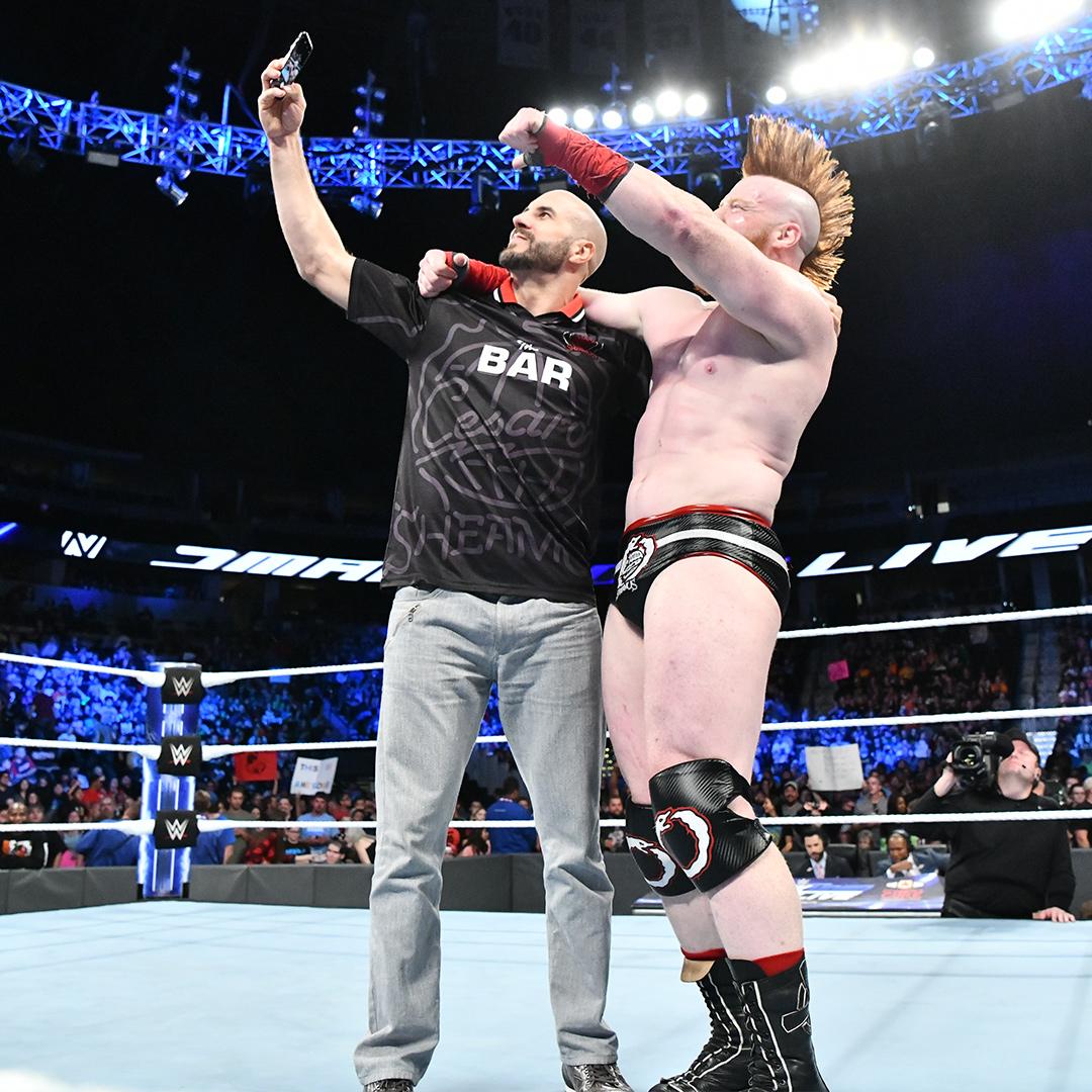 WWE's tweet image. .@WWESheamus and @WWECesaro's selfie game is always on 💯.