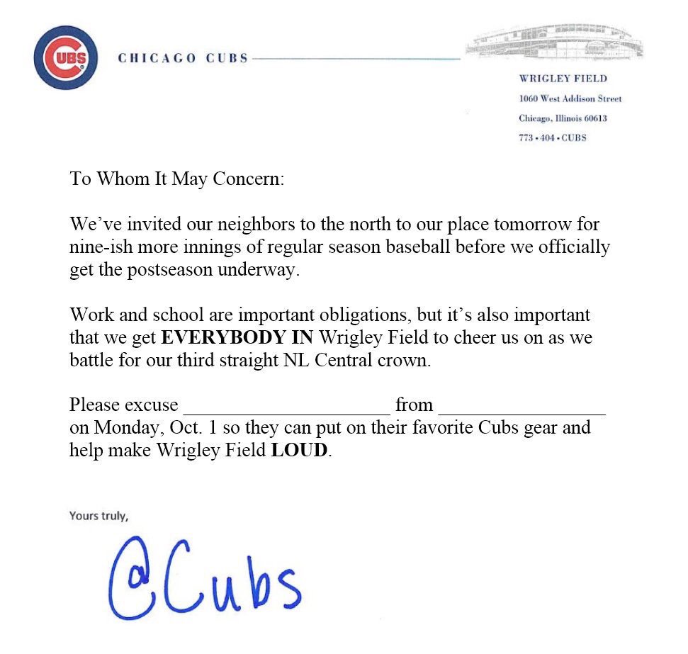 CubParking's tweet photo. You're welcome to it folks. #Cubs https://t.co/jdSMYNNp3T