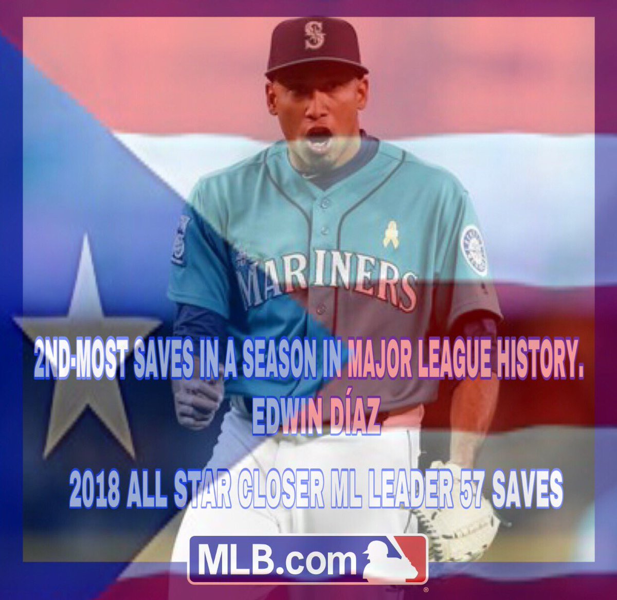 Noel3Sevilla's tweet photo. Congratulations to Edwin “Sugar” Díaz @sugardiaz44 2018 MLB Saves Leader. Outstanding 2018 season! 2nd-most saves in a season in Major League History. #EdwinDiaz #Sugar #2012MLBDraft #3rdRD #BlessedArm ⚡️⚡️ #Daguao #Naguabo 🇵🇷 #NoelSevilla #RafaelSantoDomingo #SigningScouts https://t.co/wqZCvNBqHI