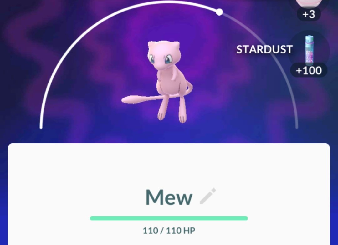 screenshot of mew in Pokemon go