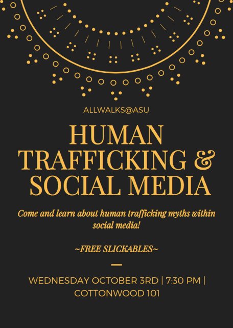 allwalksasu's tweet photo. What are you doing this Wednesday night? Come hangout with us &amp; learn about human trafficking myths in social media, eat free ice cream sandwiches, &amp; get to know the goals of All Walks Project better! 

The event will be in the Barrett complex, but anyone is welcome to attend. https://t.co/XlbbkRU326