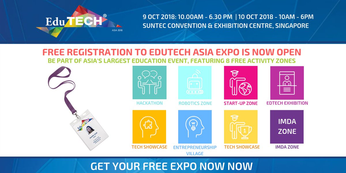 edutech_asia's tweet photo. Be part of Asia’s largest education event of the year- #EduTECHAsia. Unlock your access to #teachtechtalks 👨🏫 👩🏫, #techshowcase, #Robotics Zone 🤖, #Entrepreneurship Village 💡, #EduBUILD #Hackathon 🛠️! Get your free expo pass now at https://t.co/F1SWGLT2mu https://t.co/72le3sSiMx