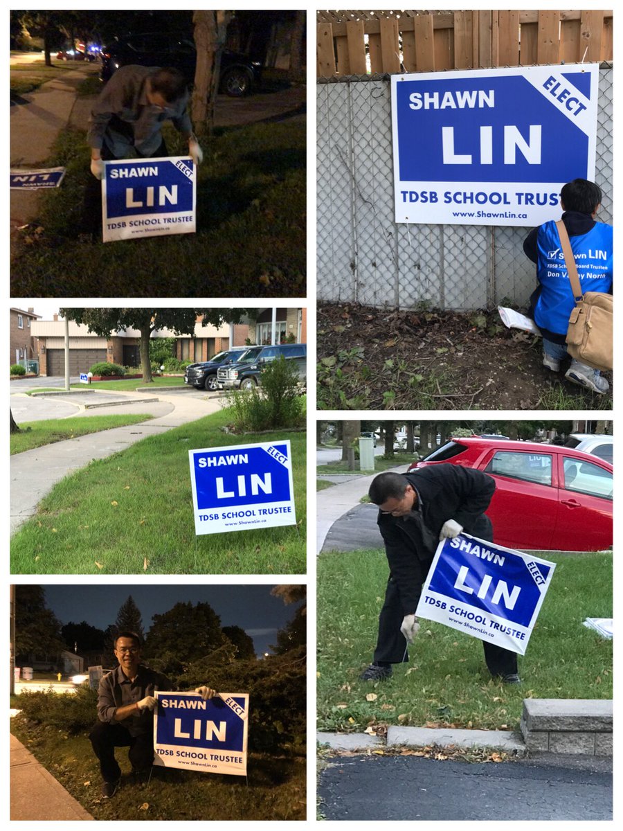 ShawnLinMath's tweet photo. I have used all the signs that I ordered, 2nd. Order is on the way... but supporters are still requesting a sign! Please be patient my friends, we are on the way to your house! #Trustee #DonValleyNorth #TOpoli https://t.co/4G6hwGZfQ7
