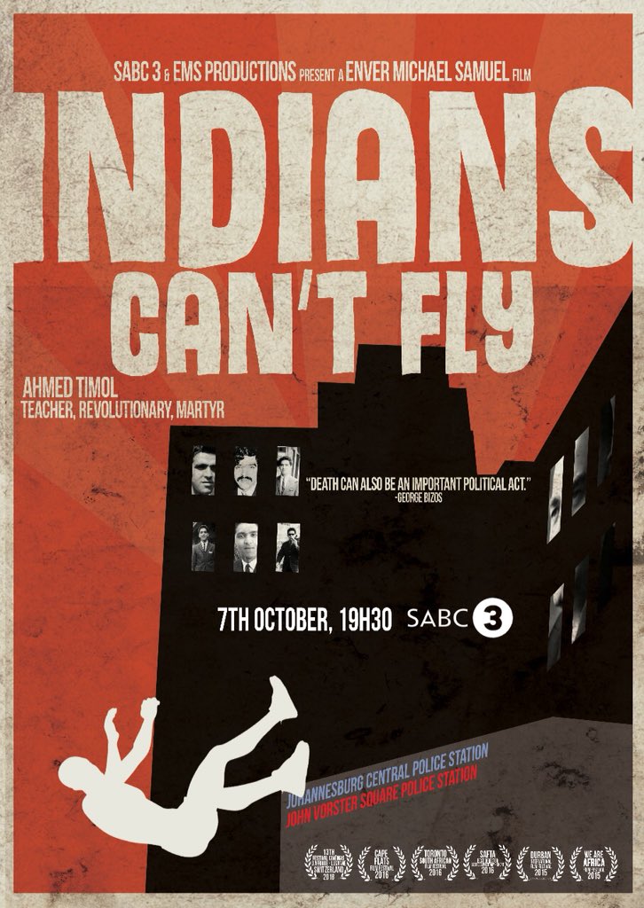 fullframeSA's tweet photo. @SABC3 is repeating the multi award winning documentary #Indianscantfly on the 7th October in prep for the follow up documentary on the Ahmed Timol inquest the following week on the 14 #someonetoblame don’t miss out on these great doccies https://t.co/fgD6aPNTHk