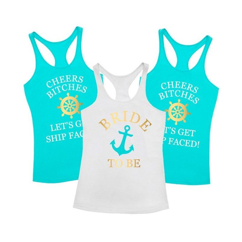 Let's Get Ship Faced Hens Party T Shirts are a fun way to add to the celebrations for the Bride To Be and her girls at the Hens Party, Bridal Shower and other pre-wedding parties. Choose the style and colour, and you can even add custom text on the back! thehenspartyshop.com.au/hens-party-t-s…