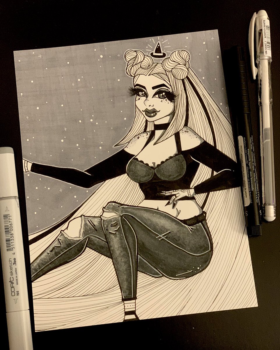 constanzzze's tweet photo. Happy #inktober Day 1 :) just doing my own thing! Hope u enjoy my OC Kandi as a witch floating around and stuff XD #Kandi #ink #inking #witch #witches https://t.co/qeyDARYjXv