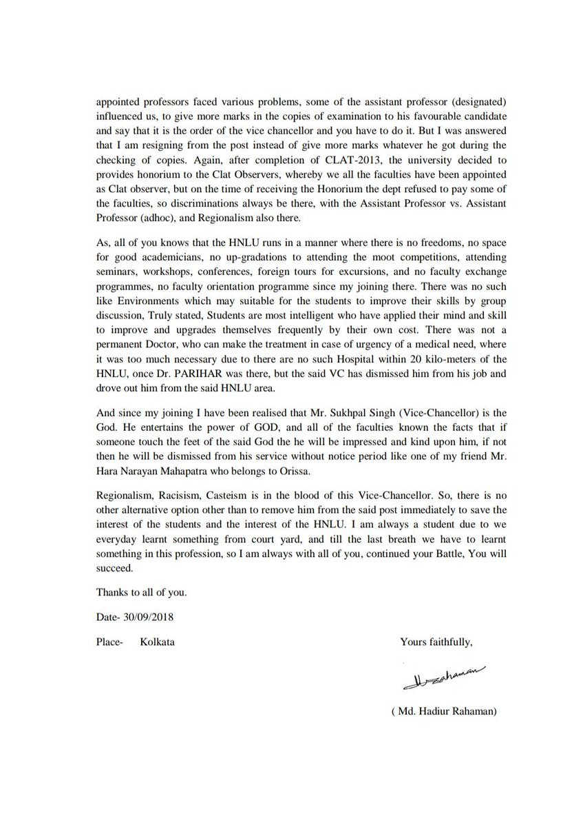 HNLUSBA's tweet photo. "Nowhere are we opposing the stay order of the SC. Our protest is peaceful and we will begin our hunger strike. We have expressed no confidence against Prof. Singh’s administration."

Thank you sir for the encouraging words!

#HNLUHungerStrike 
#HNLUkiAzaadi https://t.co/DLctyqLXem