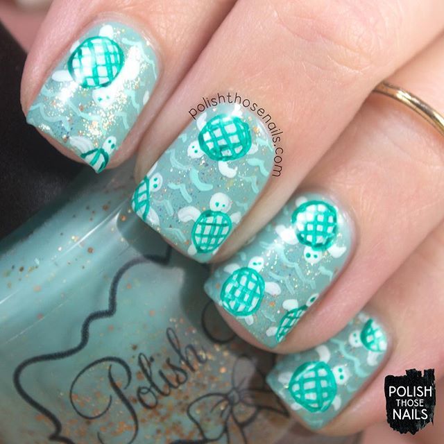 PolishThoseNail's tweet photo. Oh hi. I’m back with another late night post...whoops! Anyways, the #31dc2018 is calling for some tutorial inspired nails, so I followed a tutorial from @25sweetpeas! Aren’t these little turtles so cute?! 💙🐢
•
Supplies Used:
Polish ‘M (@creativenailc… https://t.co/W9lRkMGIn3 https://t.co/opzp405oyo