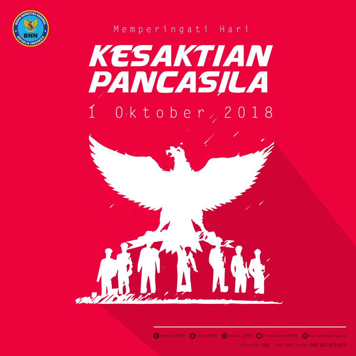 dedihumas's tweet photo. Selamat Hari Kesaktian Pancasila 1 Oktober 2018 @INFOBNN @DivHumas_Polri @BNNCegahNarkoba https://t.co/cKTWmxRkyH
