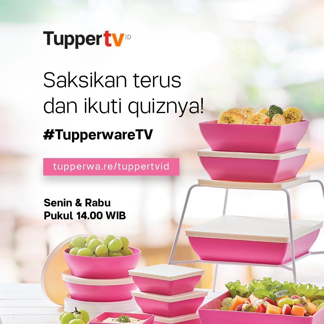 tupperwareID's tweet photo. Ada yang baru nih di Tupper TV hari ini! Penasaran? Yuk tonton sekarang melalui link https://t.co/L3pLqJmV8v dan jangan lupa ikuti kuisnya. Jawab di kolom komentar ya! #TupperTV https://t.co/UB6JZwNqB1