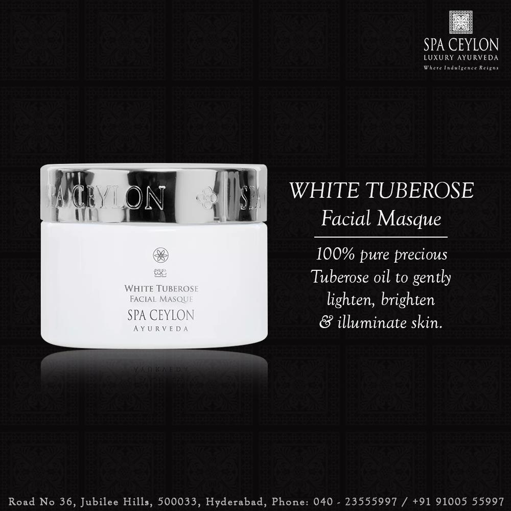 SpaCeylonHyd's tweet photo. A creamy formula with 100% pure precious Tuberose oil to gently lighten, brighten &amp; illuminate skin. Fine Natural Clays combine with deep-acting White Minerals to cleanse, purify &amp; refresh skin, removing excess oil. Arnica, Rice Bran &amp; natural vitamins help control excessive oil https://t.co/43ZiVR9rvi