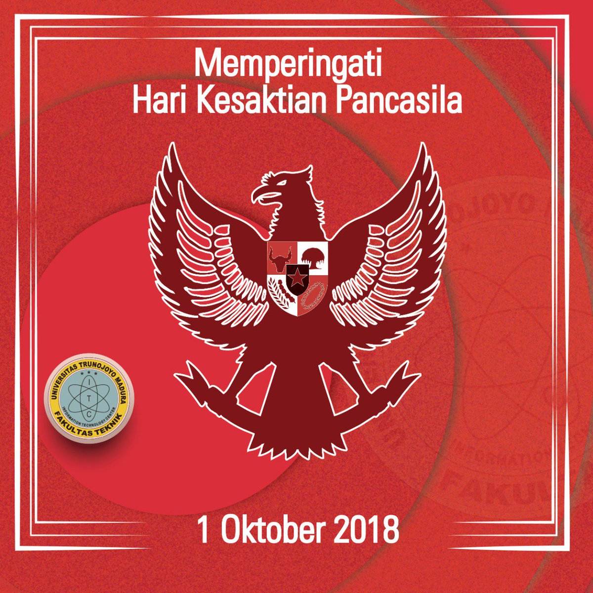 UKMFT_ITC's tweet photo. Pancasila sakti bukan karena dia hebat mandraguna melainkan komitmen setiap anak bangsa dengan sadar menjaganya dalam kehidupan berbangsa dan bernegara.

#HariKesaktianPancasila
#ukmftitc
#dontbegaptek 
https://t.co/Scbx4JbuzY https://t.co/BdkRmEh2k7