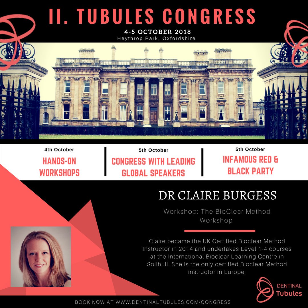 Dominic_Hassall's tweet image. Our very own Dr Claire Burgess will be hosting a hands on workshop with Dentinal Tubules this week. Learn a cutting-edge alternative to traditional direct composite restorations from the only certified #BioclearMethod instructor in Europe. dentinaltubules.com/congress #DentinalTubules