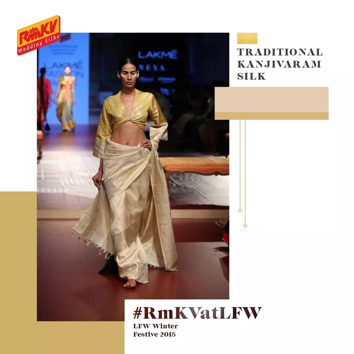 PradeepAdvika's tweet photo. A subtle traditional silk saree in ivory, paired here with a gold tissue blouse.
#RmKVatLFW #LakmeFashionWeek #RmKVSilks #RmKV #Silk #Sarees #LFWSpecial #RmKVInnovation #SareesofIndia https://t.co/UsN9p5s8Ek