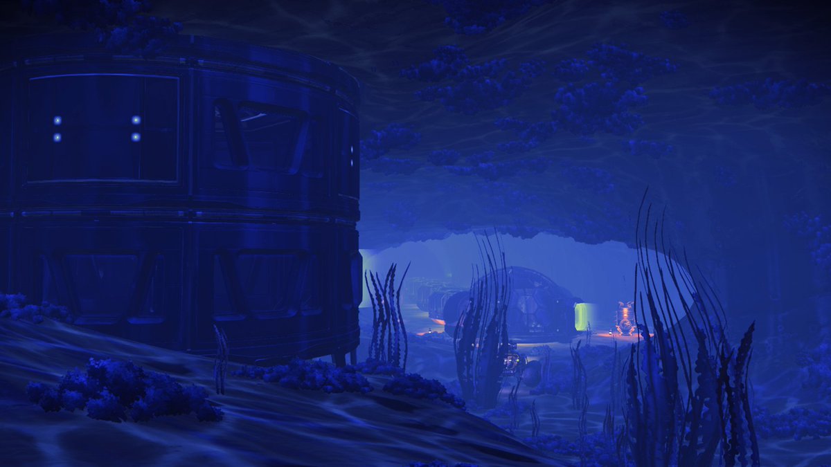 thousandarmies's tweet photo. Found this beautiful planet on @NoMansSky with a mostly submerged cave system. Couldn't help but build a base down there, complete with both a land and sea entrances. #BaseBuilding #XBox #NoMansSky #AzurePlanet https://t.co/PnEpnvsNTG